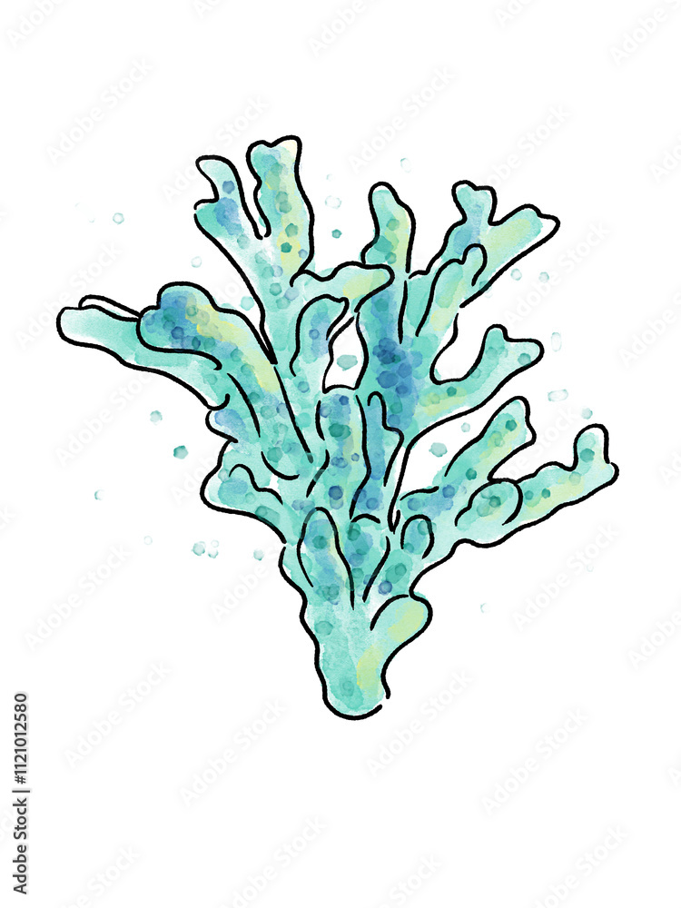 Blue watercolor effect marine animals Blue watercolor effect marine animals