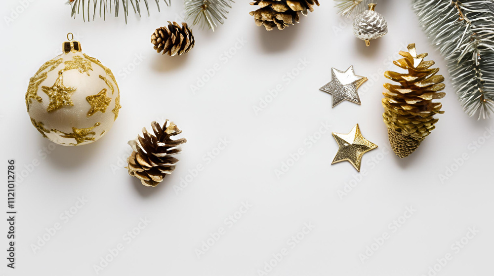 Fototapeta premium christmas background with branches and balls