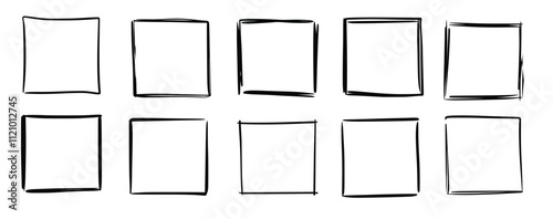 Hand drawn sketch frame vector simple doodle rectangle pencil frame border shape hand drawn doodle.