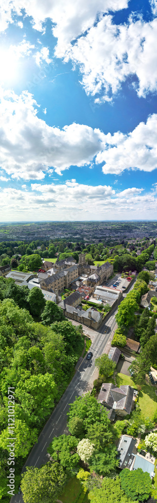 High Angle Panoramic View of Historical Bath City of England United Kingdom During Partially Cloudy Day of May 27th, 2024, Aerial Footage Was Captured with Drone's Camera During Bright Sunny Day High Angle Panoramic View of Historical Bath City of England United Kingdom During Partially Cloudy Day of May 27th, 2024, Aerial Footage Was Captured with Drone's Camera During Bright Sunny Day