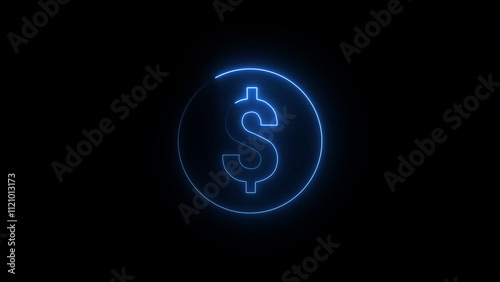 Neon dollar icon finance concept. Vector image icon .