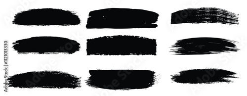 Collection of vector paint brush strokes, hand drawn brush stroke textures set