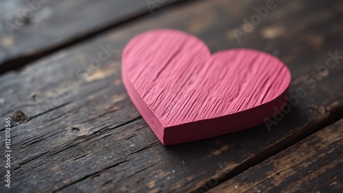 Wallpaper Mural Romantic Pink Wooden Heart on Dark Rustic Wood Background, Valentine's Day, Love, and Affection Concept with Copy Space Torontodigital.ca