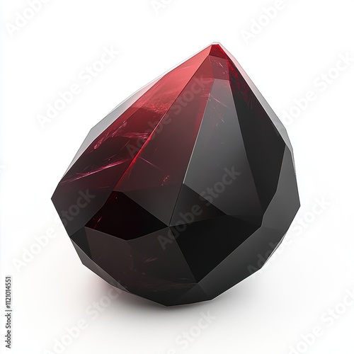 A deep red garnet gem isolated on white background for jewelry design inspiration photo