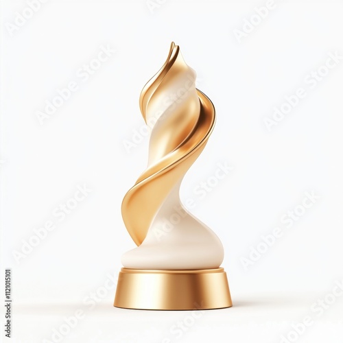 A golden film awards trophy isolated on white background for film industry events and entertainment campaigns photo