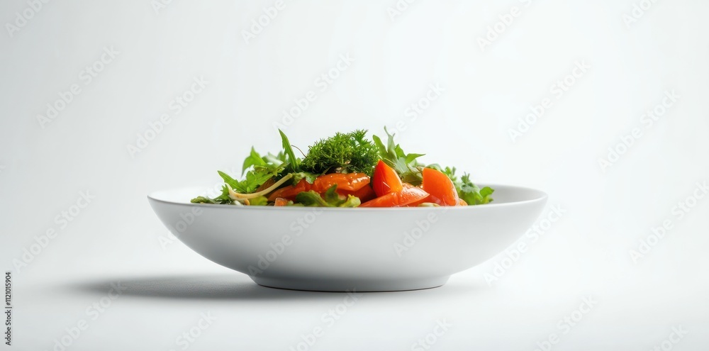 Fresh Tomato and Herb Salad in White Bowl