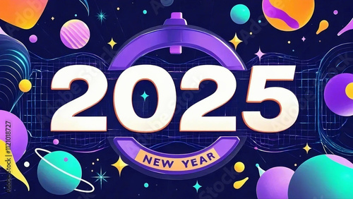  happy new year 2025  premium illustration design new blue abatract photo