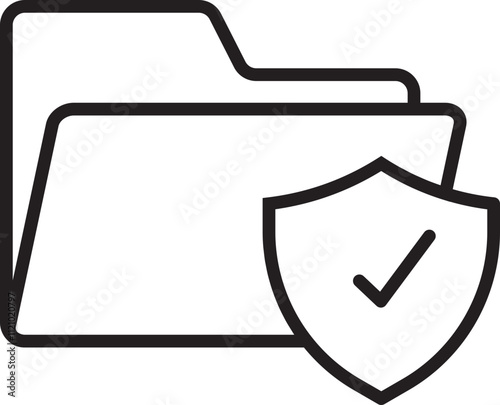 data folder security icon private file shield check signs vector icon