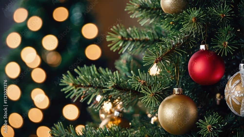 Close-up view of a Christmas tree background Close-up view of a Christmas tree background