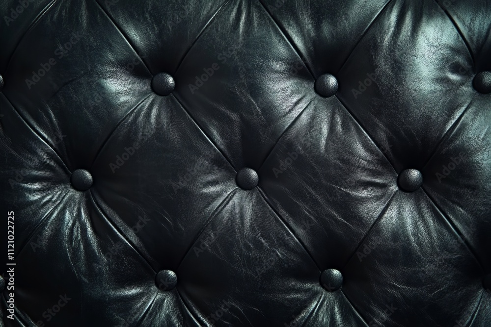 An Elegant Close-Up of a Black Leather Tufted Surface Revealing Intricate Details and Textures in Soft Lighting, Evoking a Sense of Luxury and Sophistication in Design An Elegant Close-Up of a Black Leather Tufted Surface Revealing Intricate Details and Textures in Soft Lighting, Evoking a Sense of Luxury and Sophistication in Design