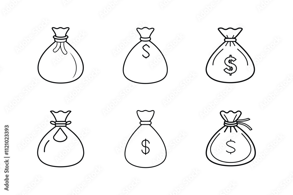 money bag line art vector illustration money bag line art vector illustration