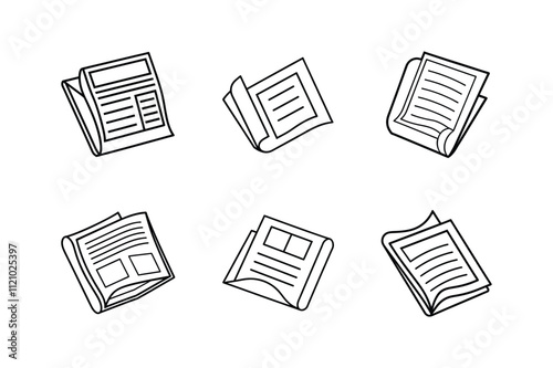 newspaper icon line art vector illustration