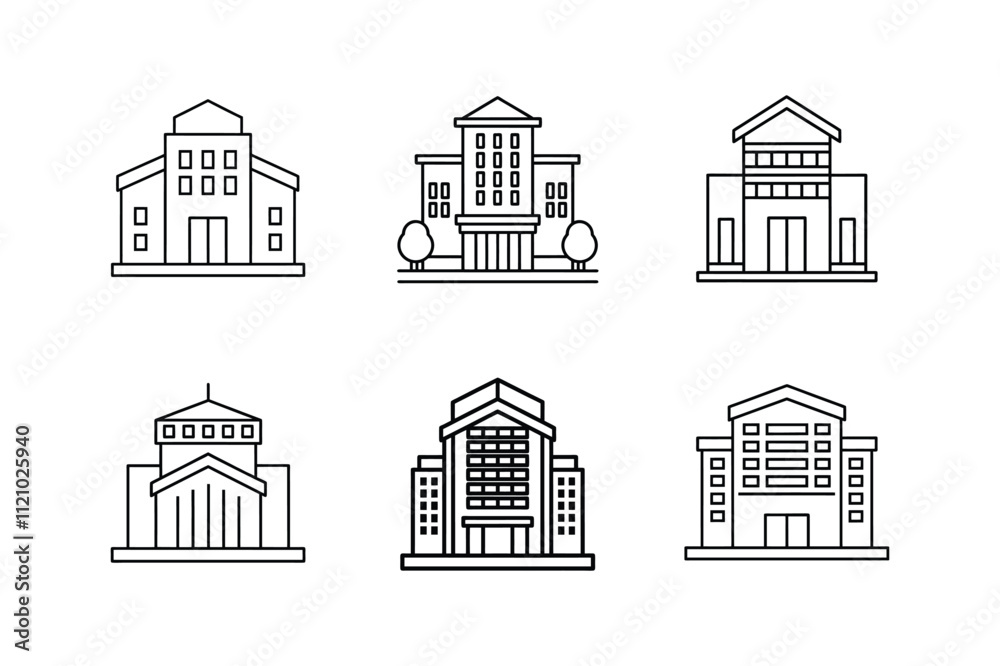 Fototapeta premium office building line art icon vector illustration