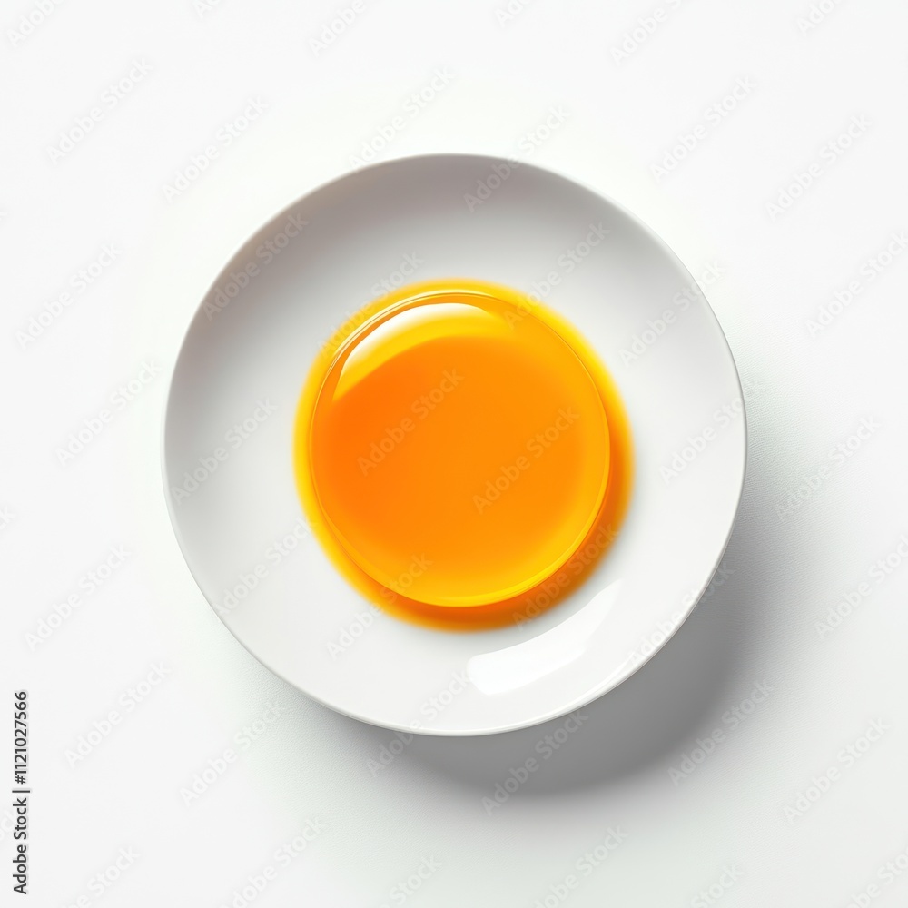 Orange Liquid Dessert on a White Plate Orange Liquid Dessert on a White Plate