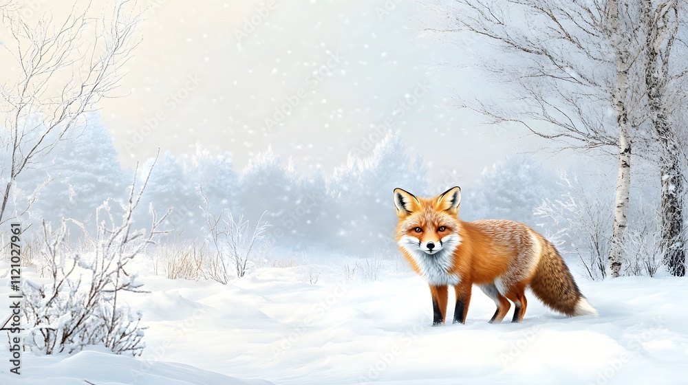 Red fox hunting in snow-covered woods nature scene winter landscape wildlife photography close-up view predatory behavior Red fox hunting in snow-covered woods nature scene winter landscape wildlife photography close-up view predatory behavior