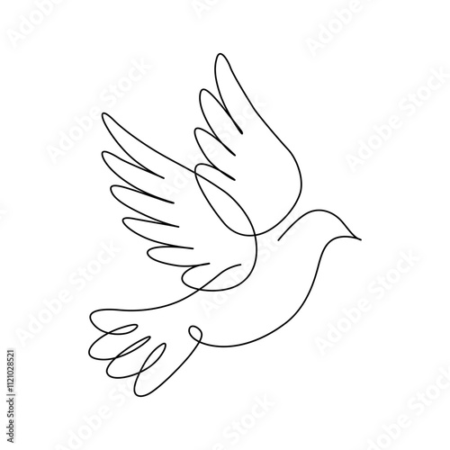 Line art of dove bird vector art illustration