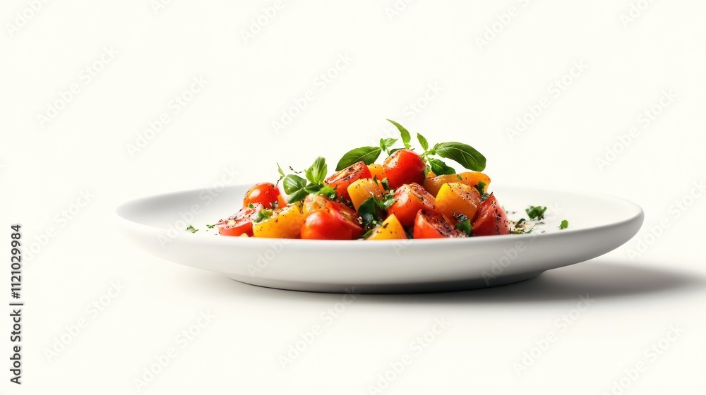 A Simple Salad of Colorful Tomatoes and Basil A Simple Salad of Colorful Tomatoes and Basil