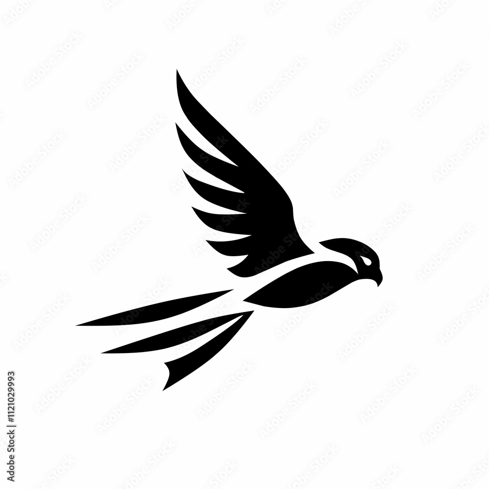 Obraz premium A minimalist falcon silhouette in a diving pose, with clean, sharp lines depicting speed and precision.