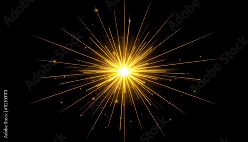 Golden Light Burst Radiating Bright Sparkling Rays photo