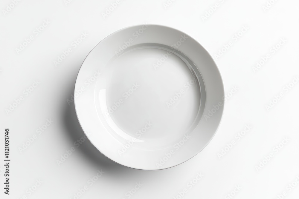 A single white plate on a white background A single white plate on a white background
