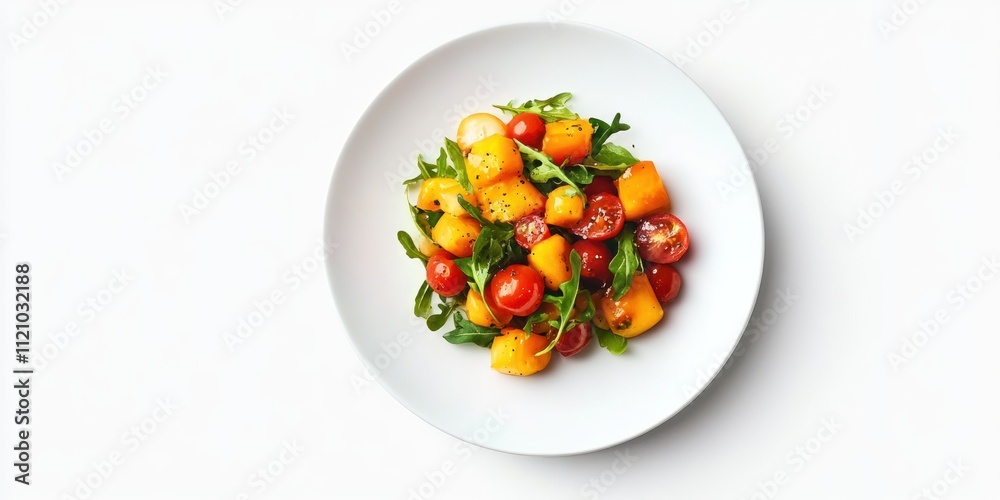 A vibrant salad of yellow tomatoes and arugula A vibrant salad of yellow tomatoes and arugula