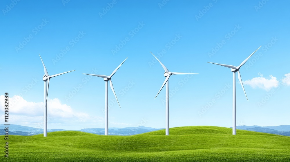 Wind Turbines on a Green Hill Wind Turbines on a Green Hill
