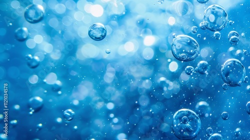 Abstract Blue Bubbles Underwater Scene: A Serene Aquatic Dreamscape