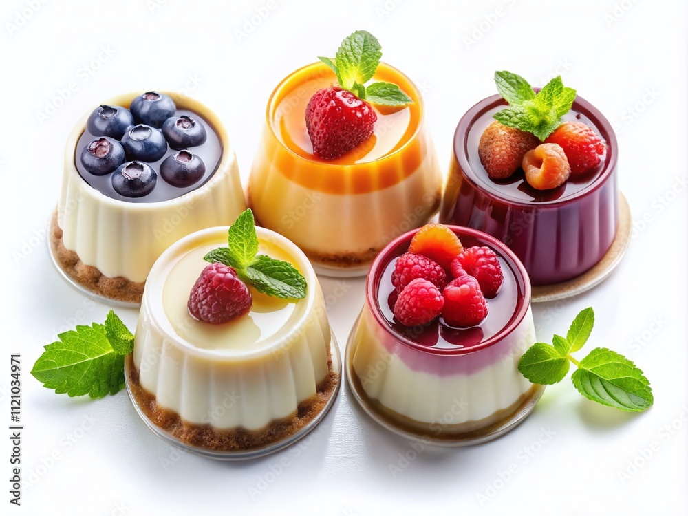 Delicious Pudding Assortment - Top View, Copy Space Delicious Pudding Assortment - Top View, Copy Space