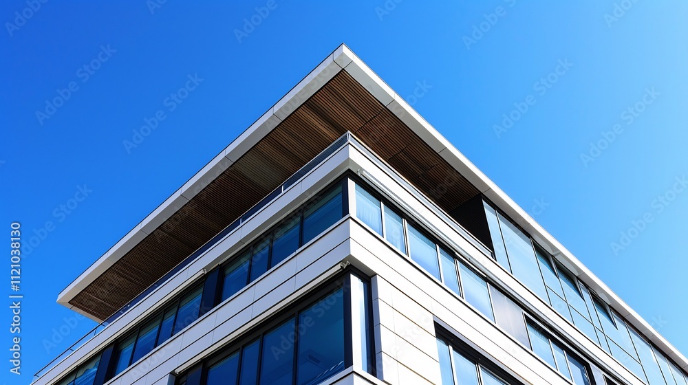 Modern Architecture: Sleek Building Against a Vivid Blue Sky