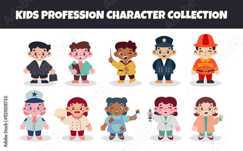 Kids profession character vector illustration set