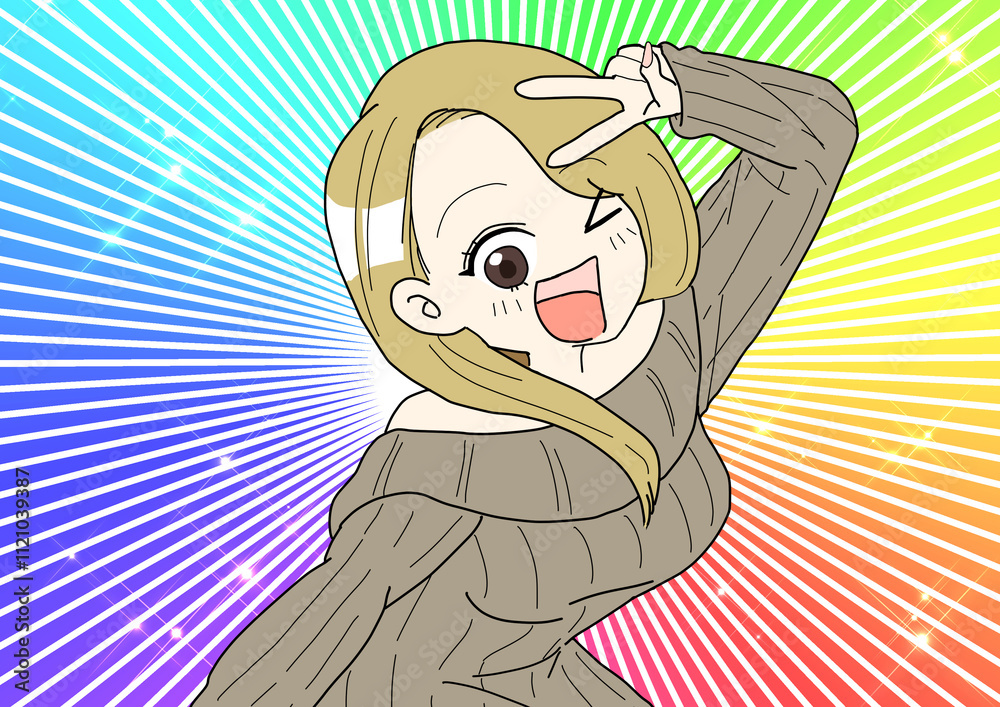 Fototapeta premium ノリノリでポーズを決めるギャル