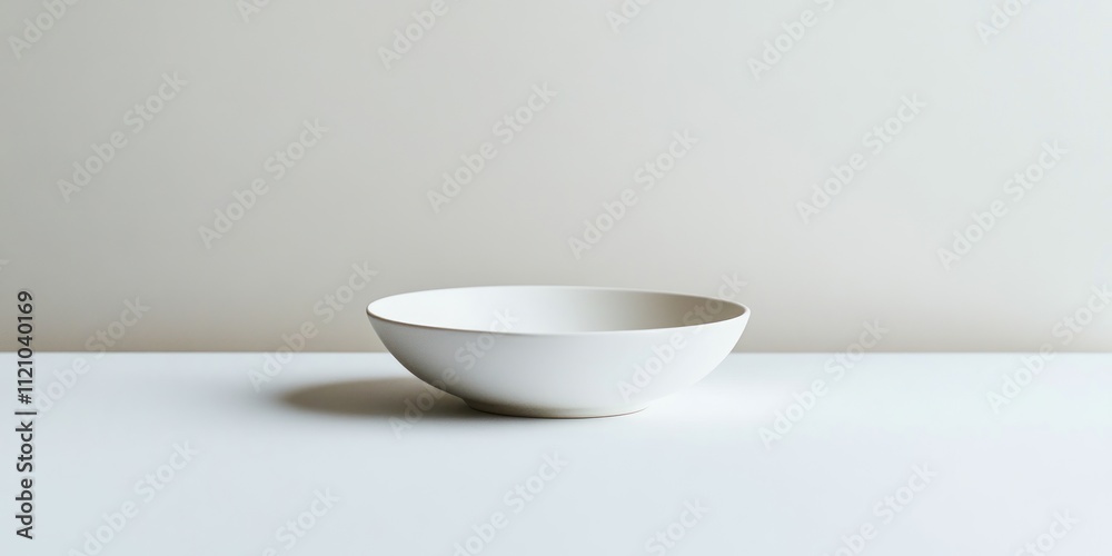A simple white bowl sits on a white surface A simple white bowl sits on a white surface