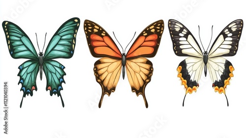 vector graphic of colorfull butterflies flying