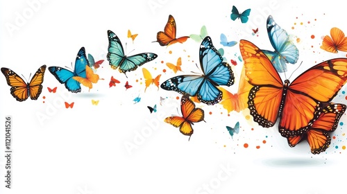 vector graphic of colorfull butterflies flying