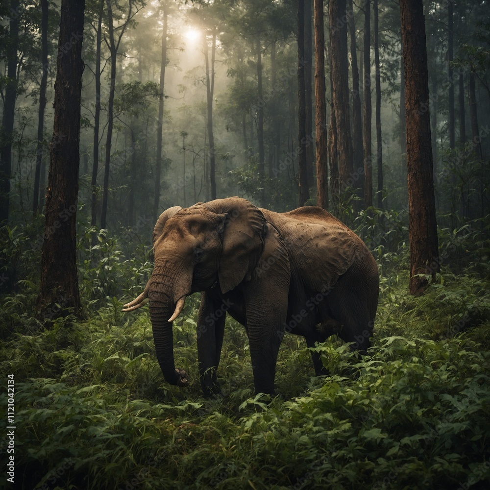 Fototapeta premium Write a short story where animals work together to save their forest.