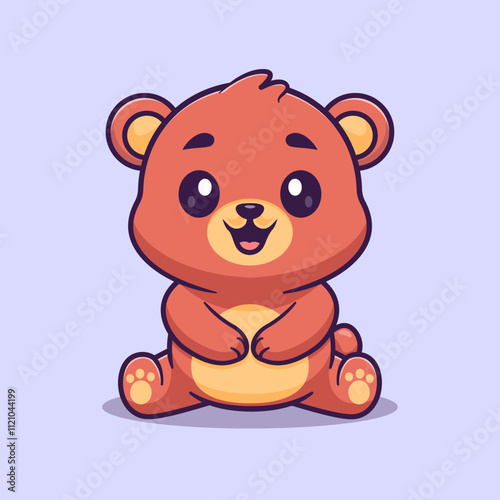 Cute bear sitting cartoon vector icon illustration animal nature icon concept isolated