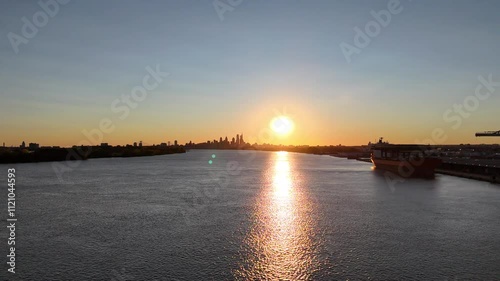 Aerial View of a Sunset over City of Philadelphia photo