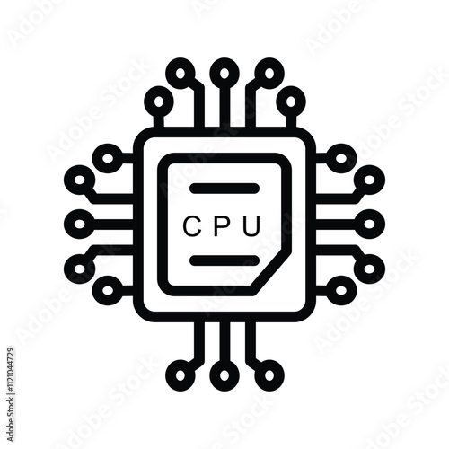 technology line icon, processor icon vector