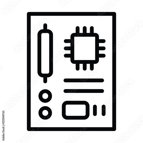 technology line icon, motherboard icon vector