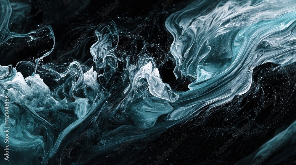 Fototapeta premium Abstract Flowing Aqua and Black Smoke in Artistic Composition for Visual Appeal