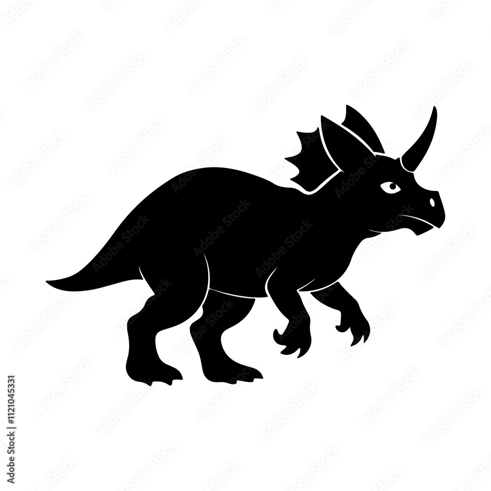 Triceratops Silhouette Illustration for Educational Dinosaur Art and Kids Decor Themes. Triceratops Silhouette Illustration for Educational Dinosaur Art and Kids Decor Themes.