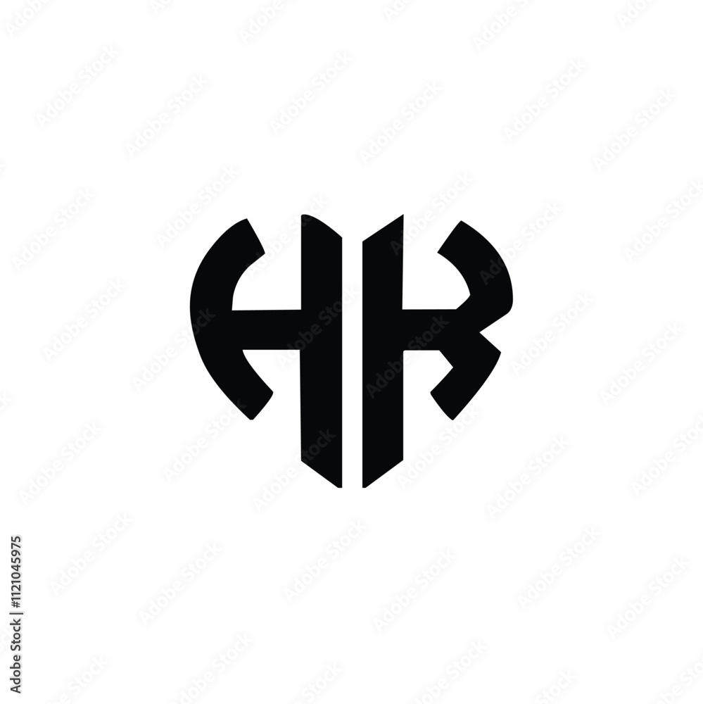 Obraz premium HK monogram logo design letter text name symbol monochrome logotype alphabet character simple logo