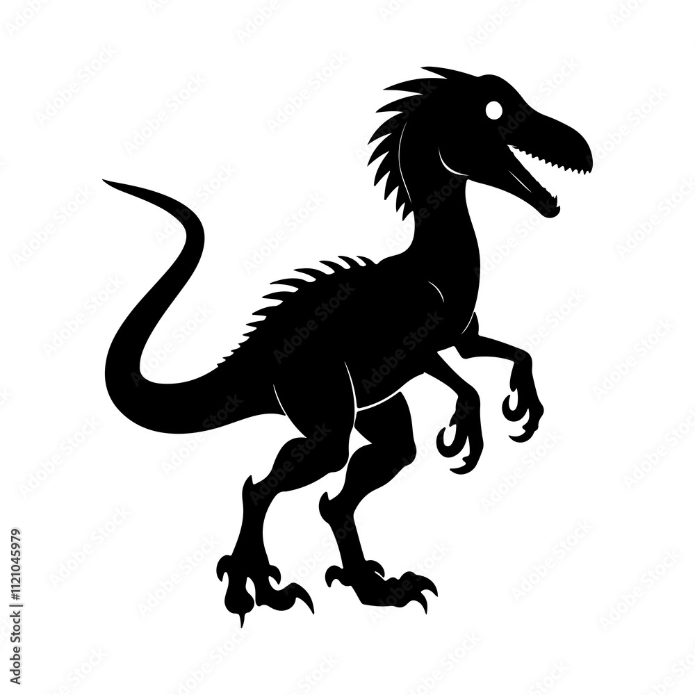 Velociraptor Silhouette Vector for Creative Dinosaur Themes and Learning Tools.