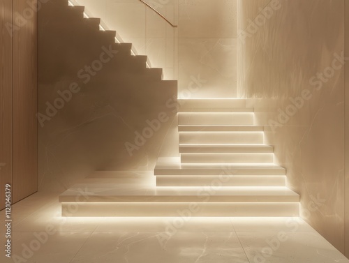 Minimalist Interior Design with Illuminated Staircase