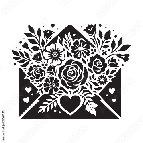 romantic floral envelope design for valentine's day cards and invitations