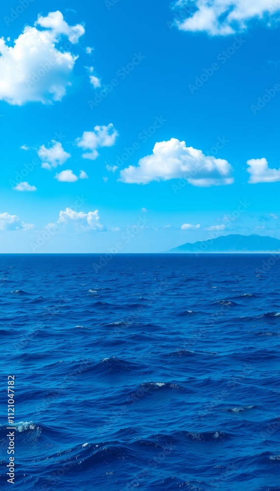Fototapeta premium Serene Ocean View Under Blue Sky With Clouds