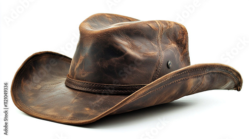 Rustic Brown Leather Cowboy Hat  Western Fashion Accessory photo