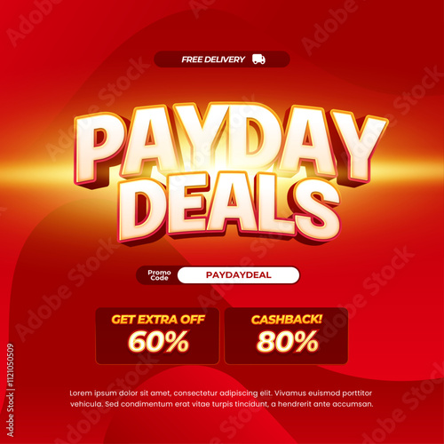 Payday Sale discount deals Editable text dynamic deep red gradient wavy abstract style banner
