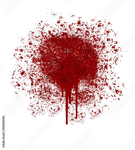Bild auf Leinwand Round shaped splashes of scarlet and dark red blood with dark inclusions on flat