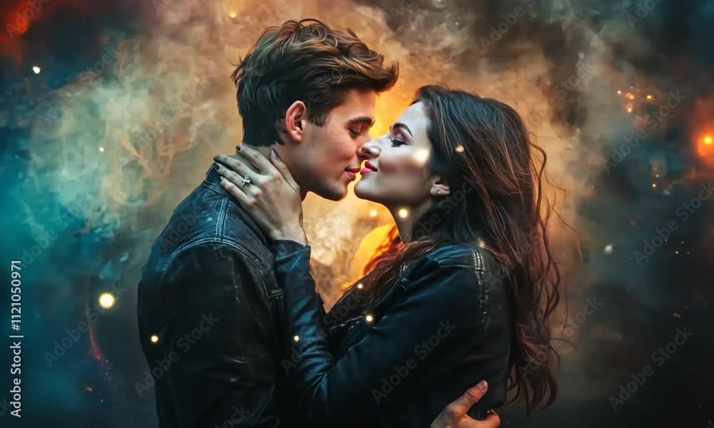 happy couple hugging on dark background happy couple hugging on dark background